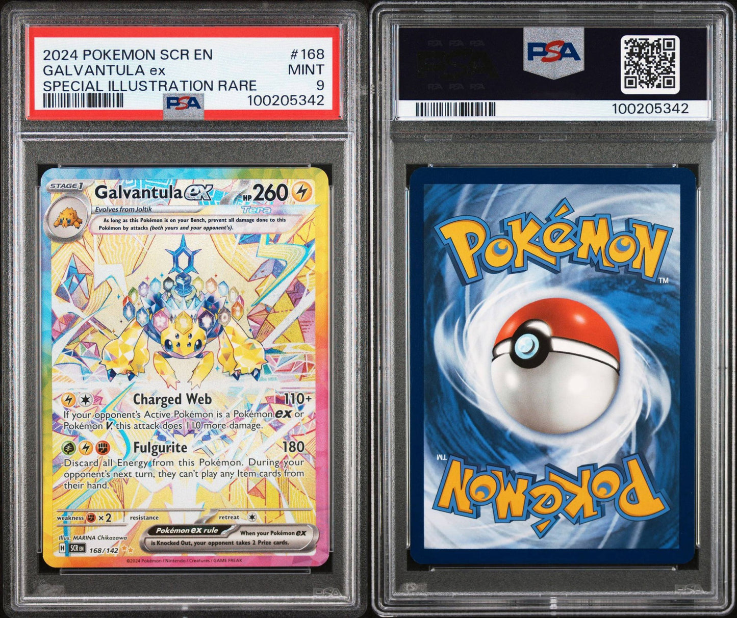 2024 POKEMON SCR EN-GALVANTULA #168 SPECIAL ILLUSTRATION RARE MINT PSA 9