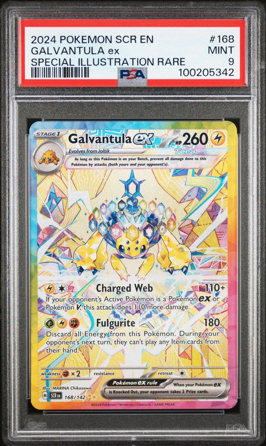 2024 POKEMON SCR EN-GALVANTULA #168 SPECIAL ILLUSTRATION RARE MINT PSA 9